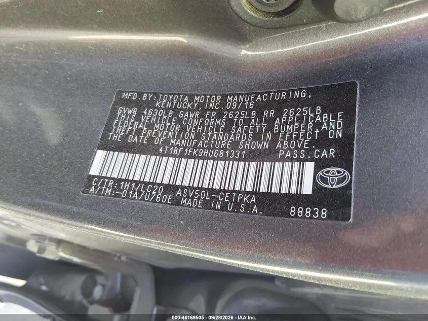 2017 TOYOTA CAMRY XSE