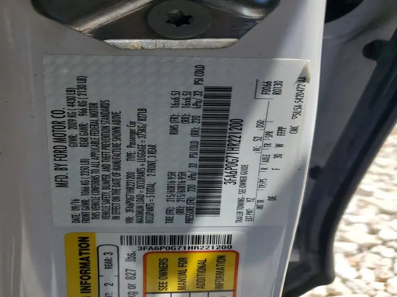 2017 FORD FUSION S  