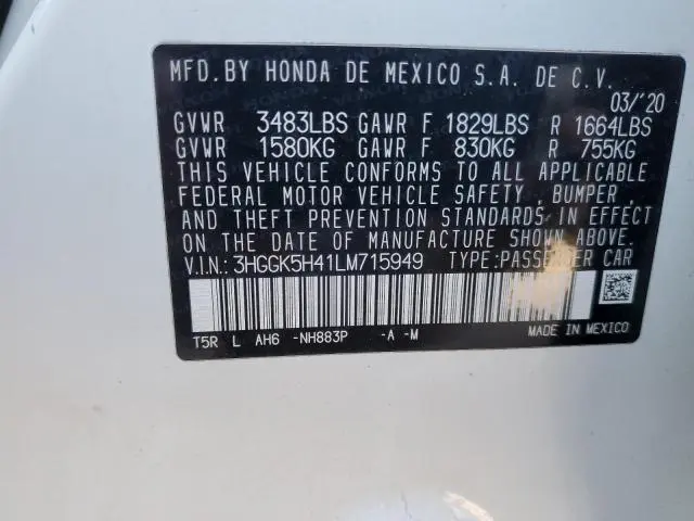 2020 HONDA FIT LX