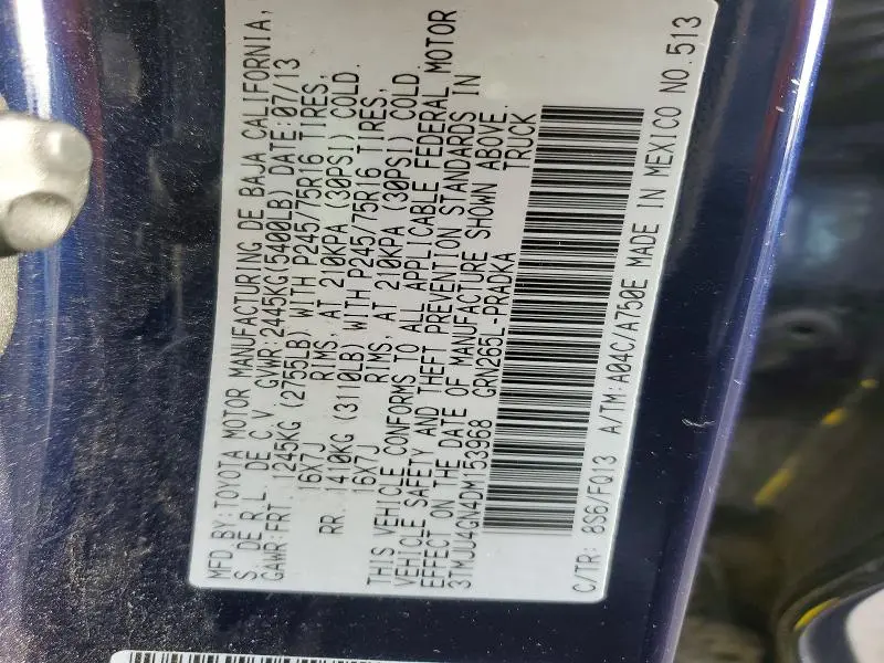 2013 TOYOTA TACOMA PRERUNNER V6  