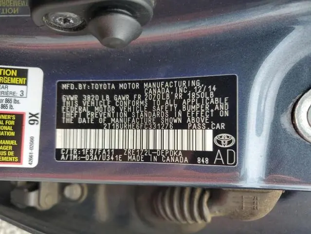 2015 TOYOTA COROLLA L  