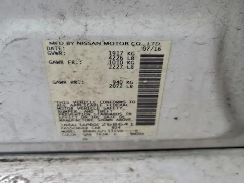 2016 NISSAN ALTIMA 2.5  