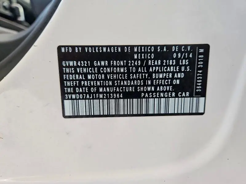 2015 VOLKSWAGEN JETTA SE  