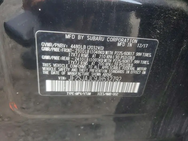 2018 SUBARU FORESTER 2.5I LIMITED  