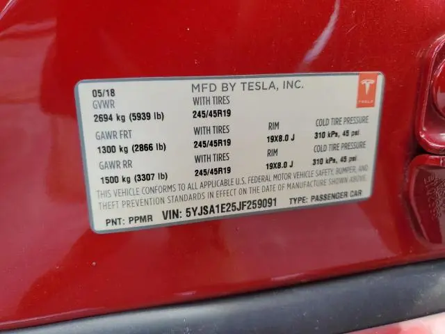 2018 TESLA MODEL S   