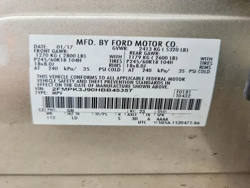2017 FORD EDGE SEL  