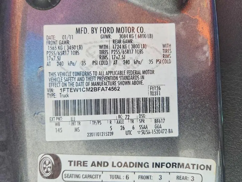 2011 FORD F150 SUPERCREW  