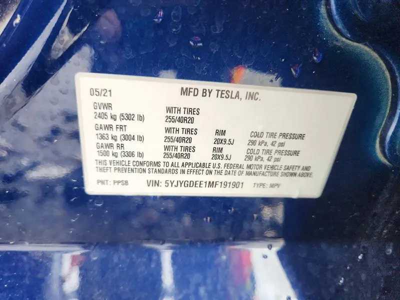 2021 TESLA MODEL Y   