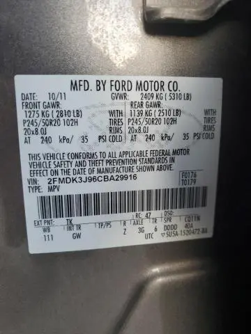 2012 FORD EDGE SEL  