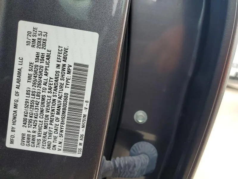 2021 HONDA PASSPORT TOURING  