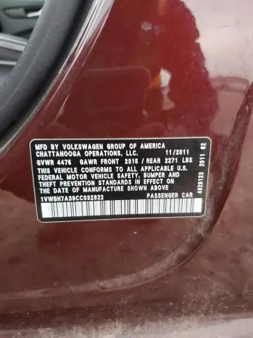 2012 VOLKSWAGEN PASSAT SE  