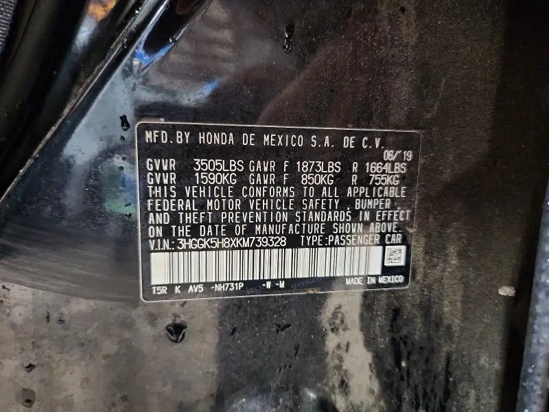 2019 HONDA FIT EX  