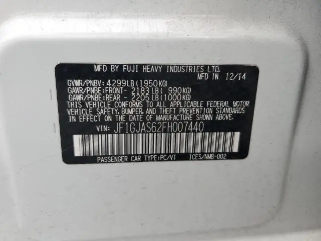 2015 SUBARU IMPREZA SPORT LIMITED  