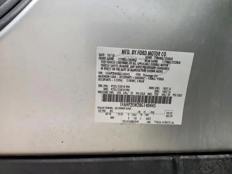 2011 FORD TAURUS SEL  