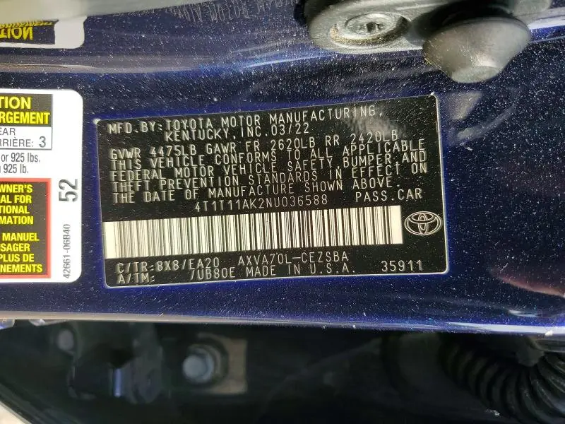 2022 TOYOTA CAMRY SE  