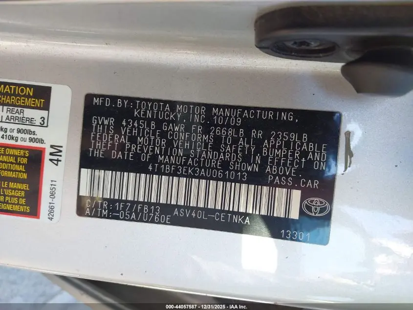 2010 TOYOTA CAMRY LE