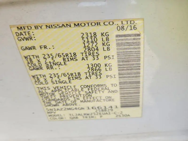 2016 NISSAN MURANO SL  