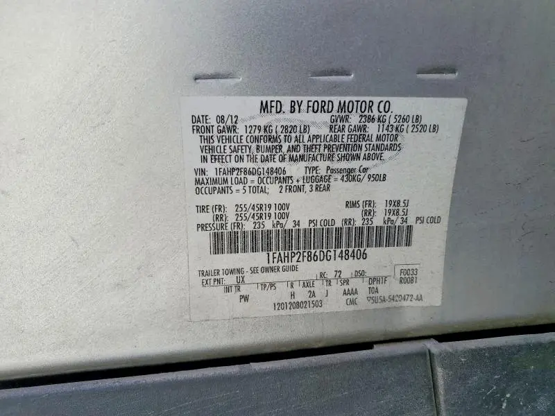 2013 FORD TAURUS LIMITED  