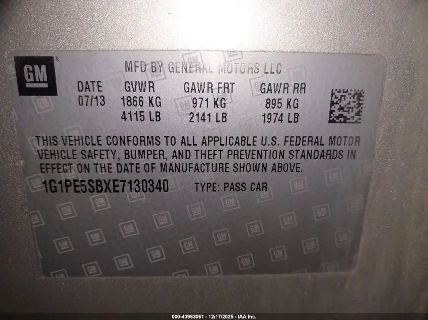 2014 CHEVROLET CRUZE 2LT AUTO