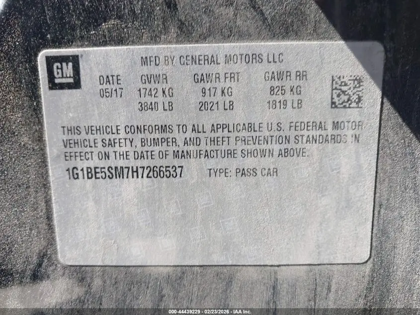 2017 CHEVROLET CRUZE LT AUTO