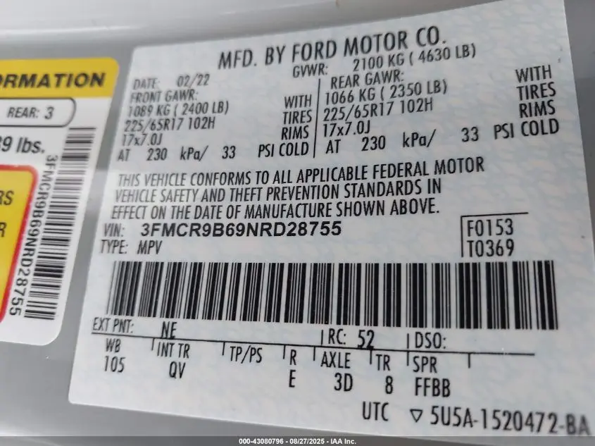 2022 FORD BRONCO SPORT BIG BEND