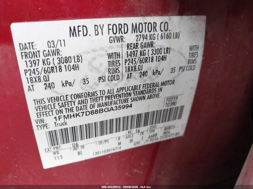 2011 FORD EXPLORER XLT