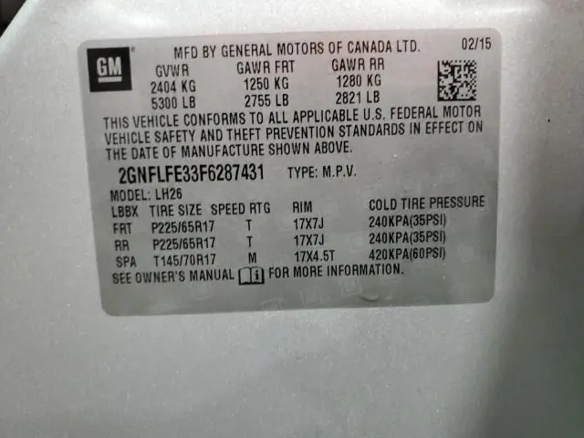 2015 CHEVROLET EQUINOX LT  