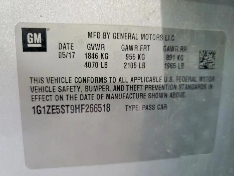 2017 CHEVROLET MALIBU LT  