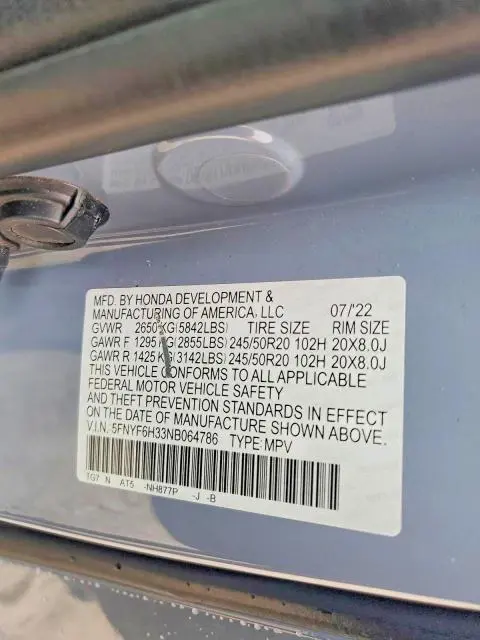 2022 HONDA PILOT SPORT  