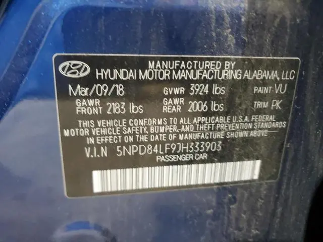 2018 HYUNDAI ELANTRA SEL  