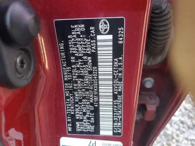 2016 TOYOTA CAMRY LE  