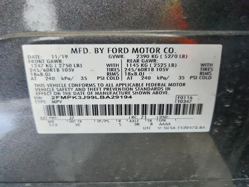 2020 FORD EDGE SEL  