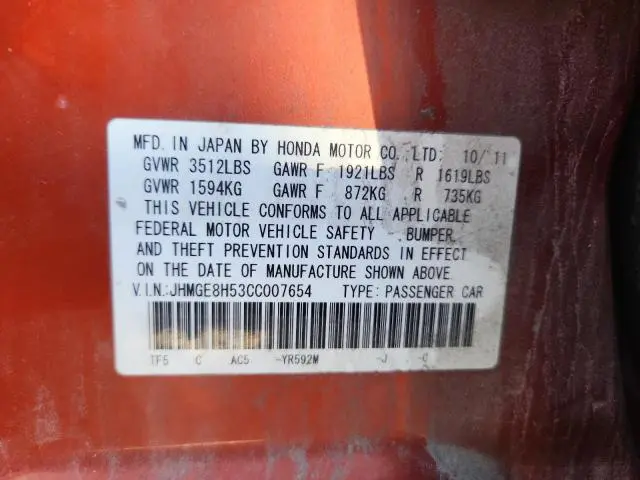 2012 HONDA FIT SPORT