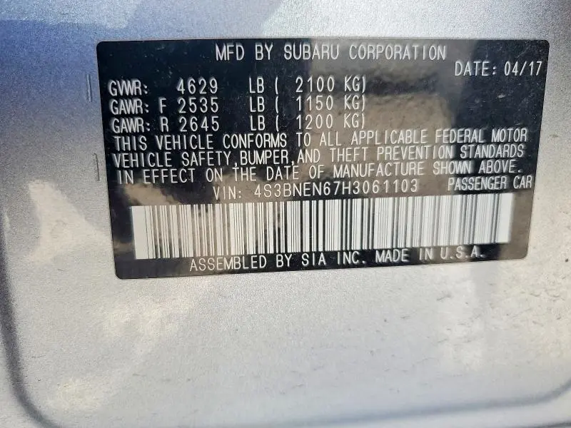 2017 SUBARU LEGACY 3.6R LIMITED  