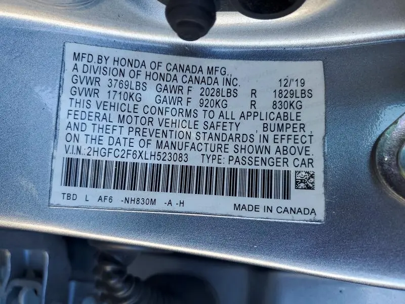 2020 HONDA CIVIC LX  