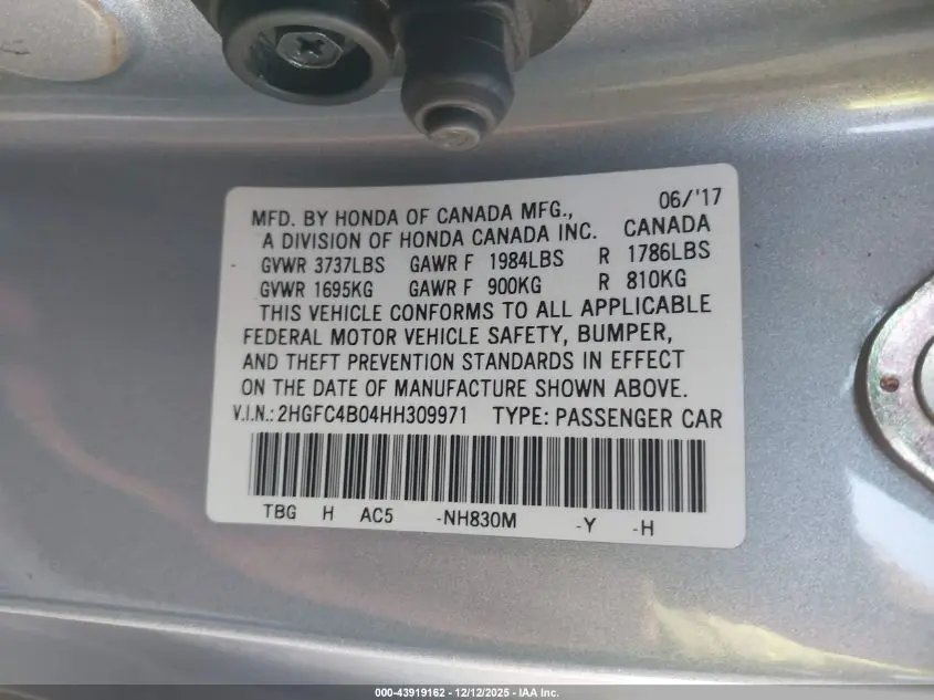 2017 HONDA CIVIC LX-P