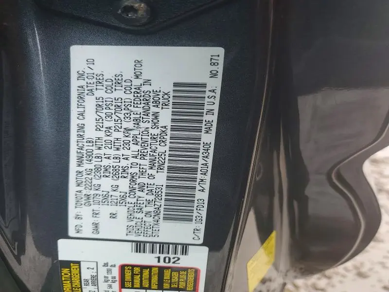 2010 TOYOTA TACOMA BASE  