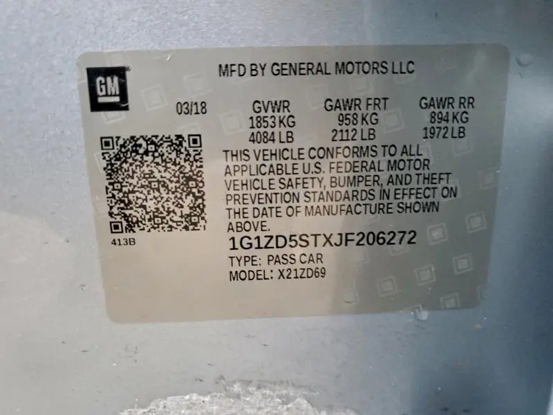 2018 CHEVROLET MALIBU LT  