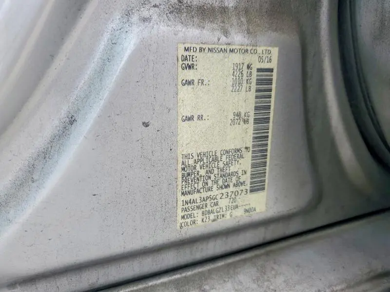 2016 NISSAN ALTIMA 2.5 S  