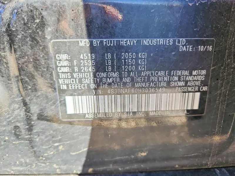 2017 SUBARU LEGACY 2.5I PREMIUM  