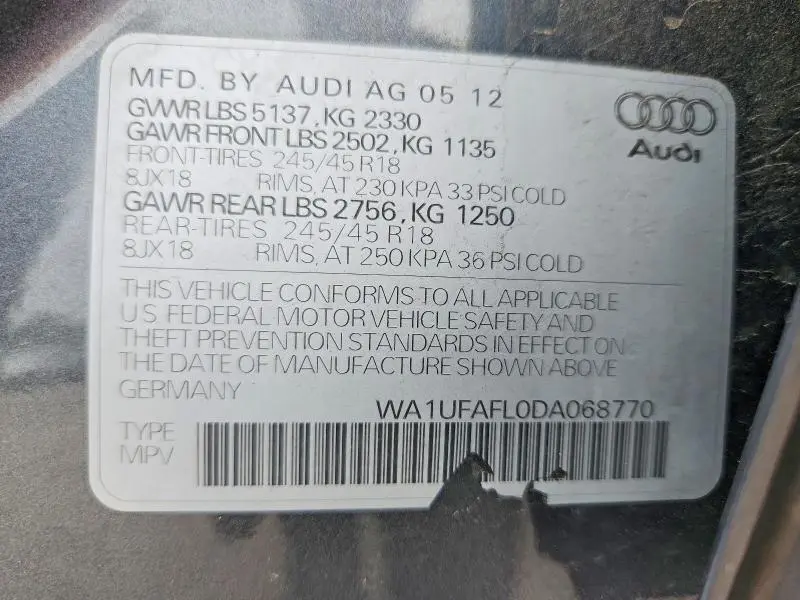 2013 AUDI A4 ALLROAD PREMIUM PLUS  