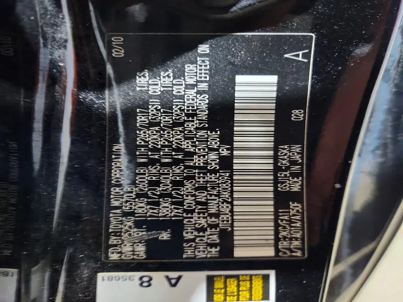 2010 TOYOTA FJ CRUISER BASE  