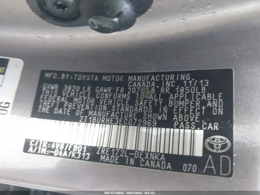 2014 TOYOTA COROLLA LE