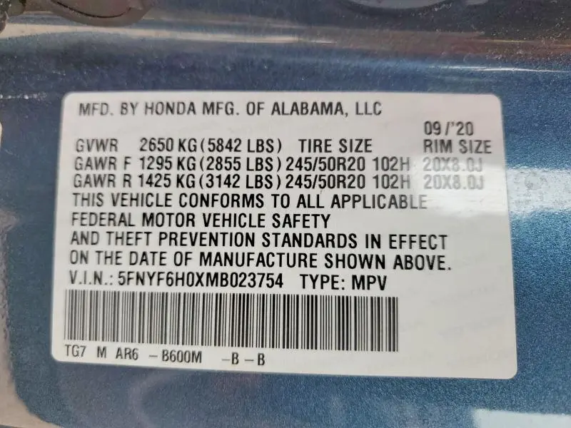 2021 HONDA PILOT ELITE  