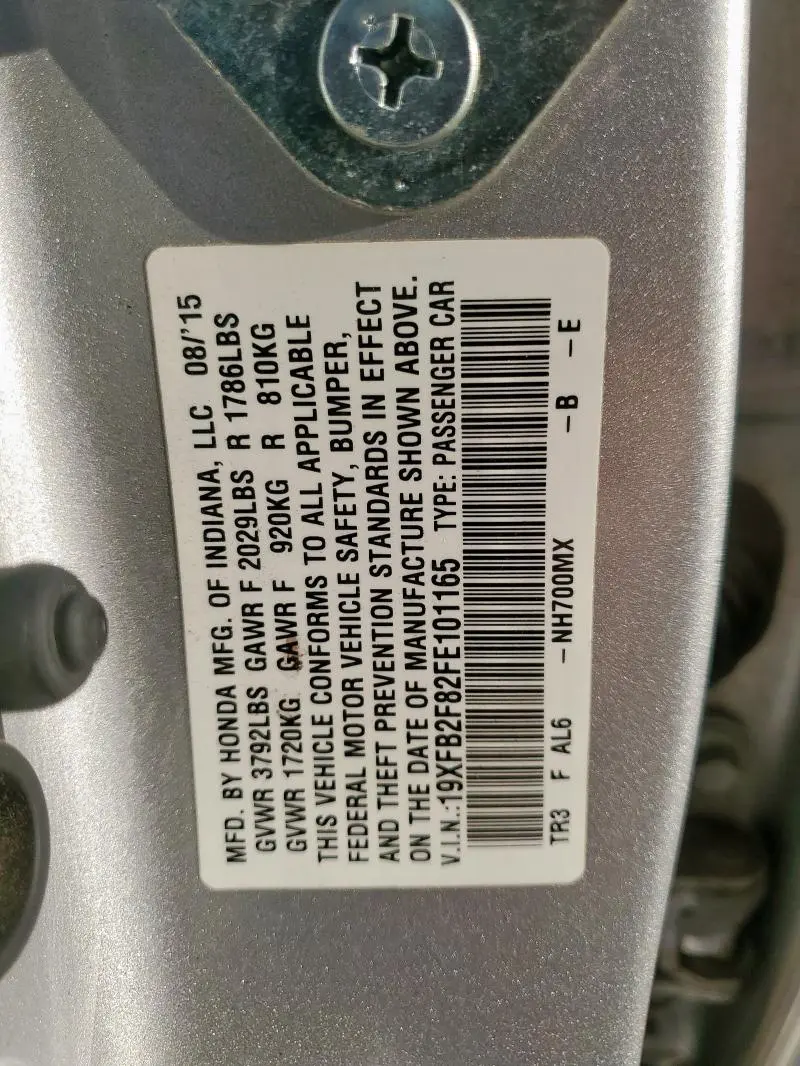 2015 HONDA CIVIC EX  