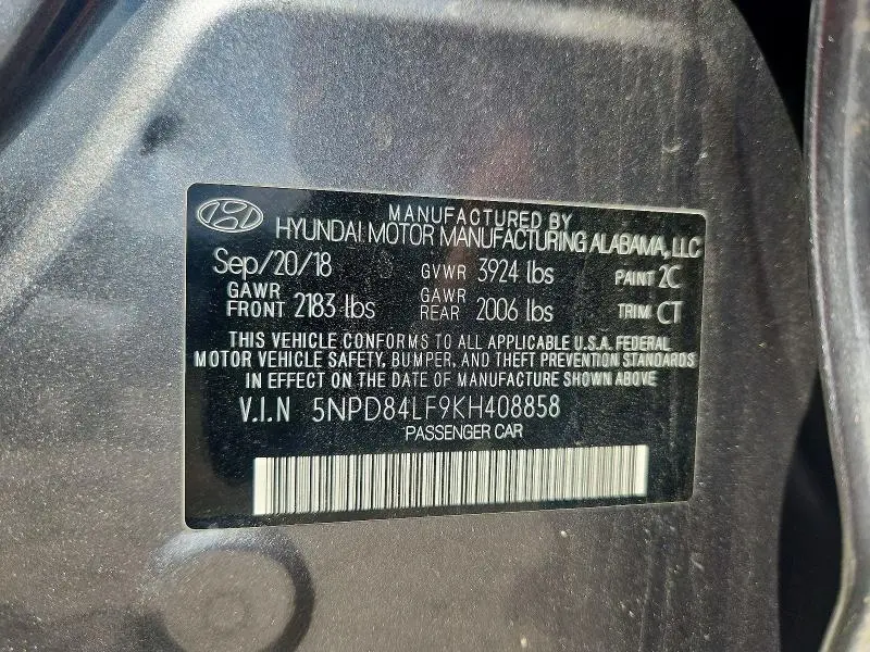2019 HYUNDAI ELANTRA SEL  