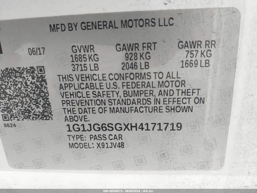 2017 CHEVROLET SONIC LT AUTO