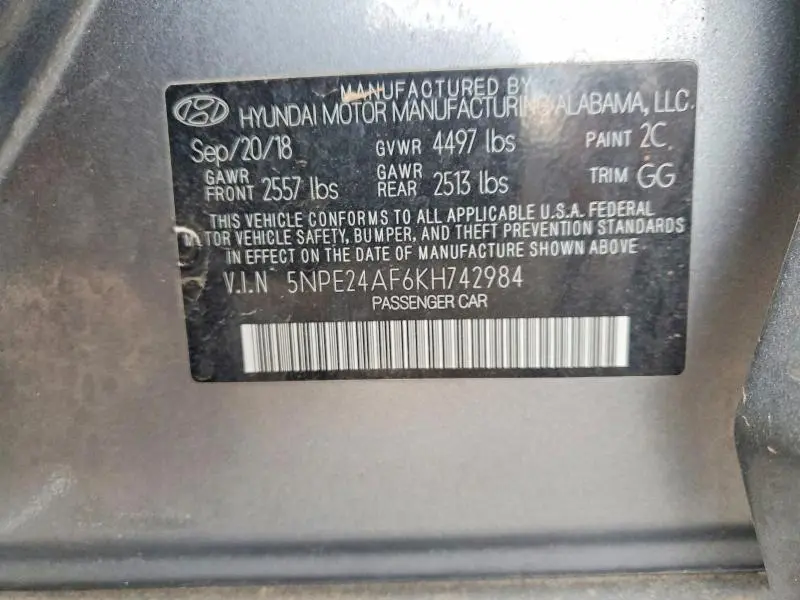 2019 HYUNDAI SONATA SE  