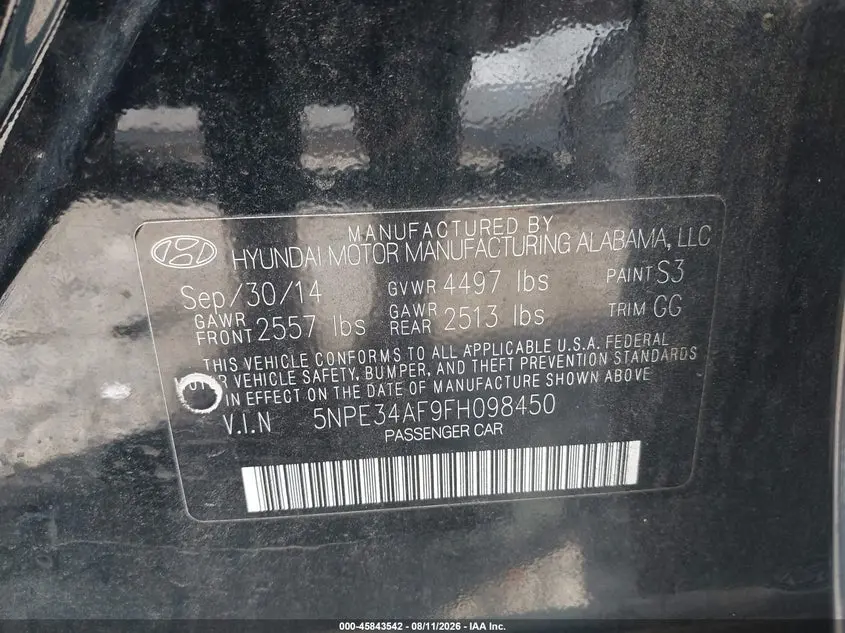 2015 HYUNDAI SONATA LIMITED