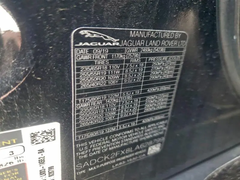 2020 JAGUAR F-PACE PRESTIGE  